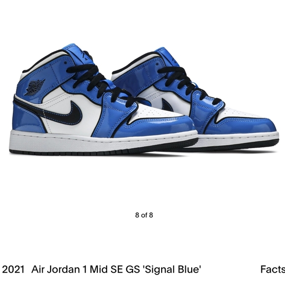 NIKE 2021 Air Jordan 1 Mid SE GS Signal Blue/ White/ Black- 5.5 youth - Picture 7 of 16